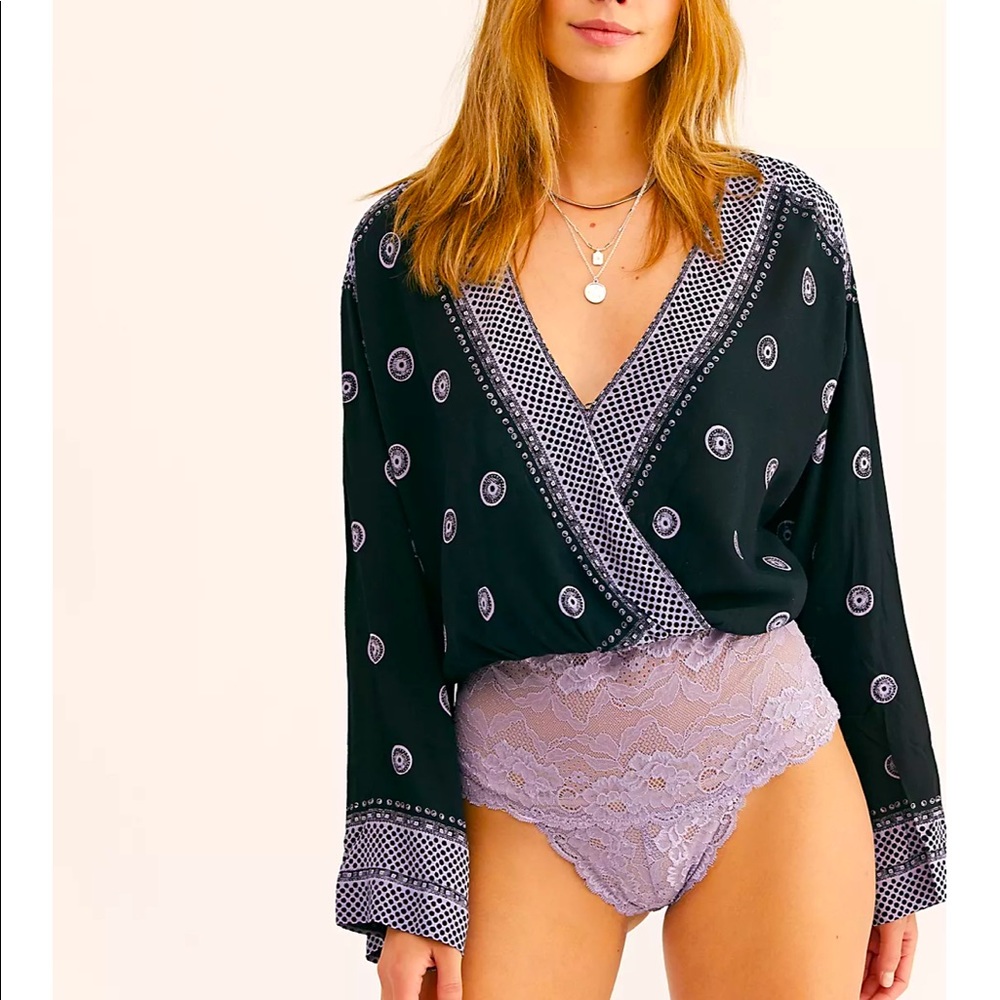 NWT Free People On Board Bodysuit, Black Combo